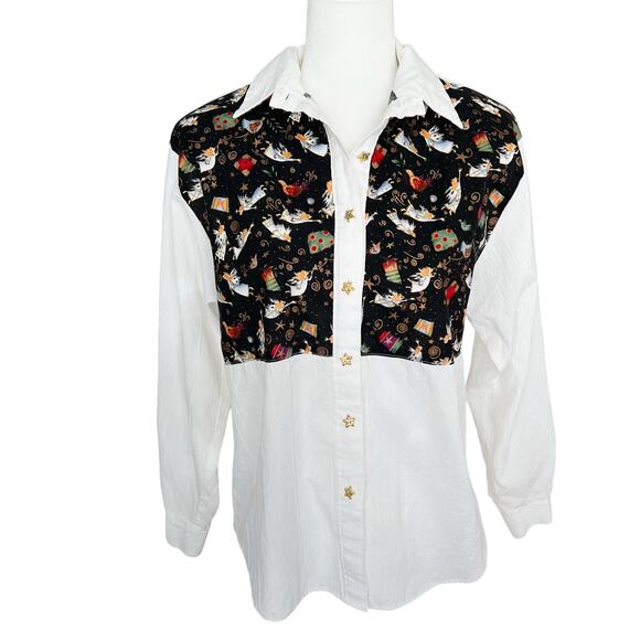 Vintage Tap & Co Angel Holiday Button Up Shirt Small Christmas Casual - Picture 1 of 5